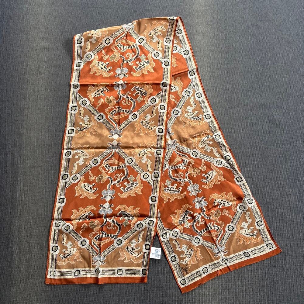 Papillon Foulards & Accessories Pure Silk Scarf Geometric Made In Japan 50"x10"